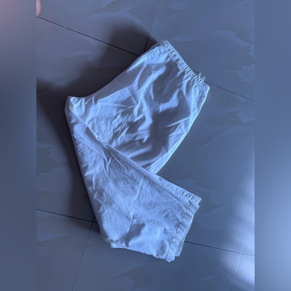 EILEEN FISHER Pants Cotton Stretch Twill Wide Cropped Side Zip White Size M - Picture 15 of 16